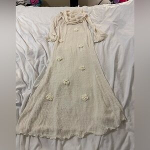 SHEIN cowl neck maxi dress with flutter sleeves and rose embellishments size L